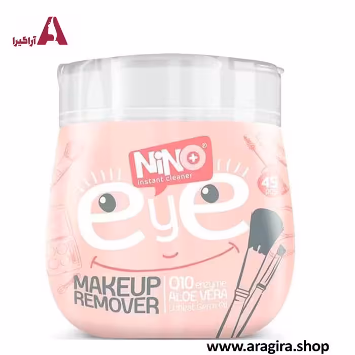 دستمال مرطوب آرایش پاک کن دور چشم نینو 45عددی