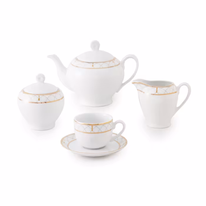 سرویس چینی زرین 6 نفره چای خوری رومانا (17 پارچه)