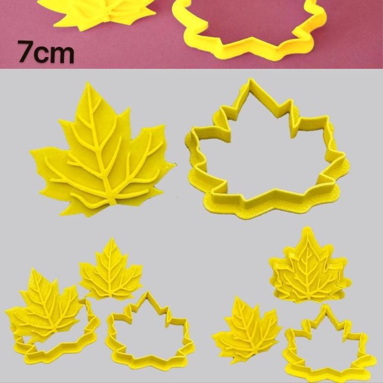 کاتر و مهر  طرح برگ پاییزی سایز 7 سانت ویژه کار با فوندانت ...