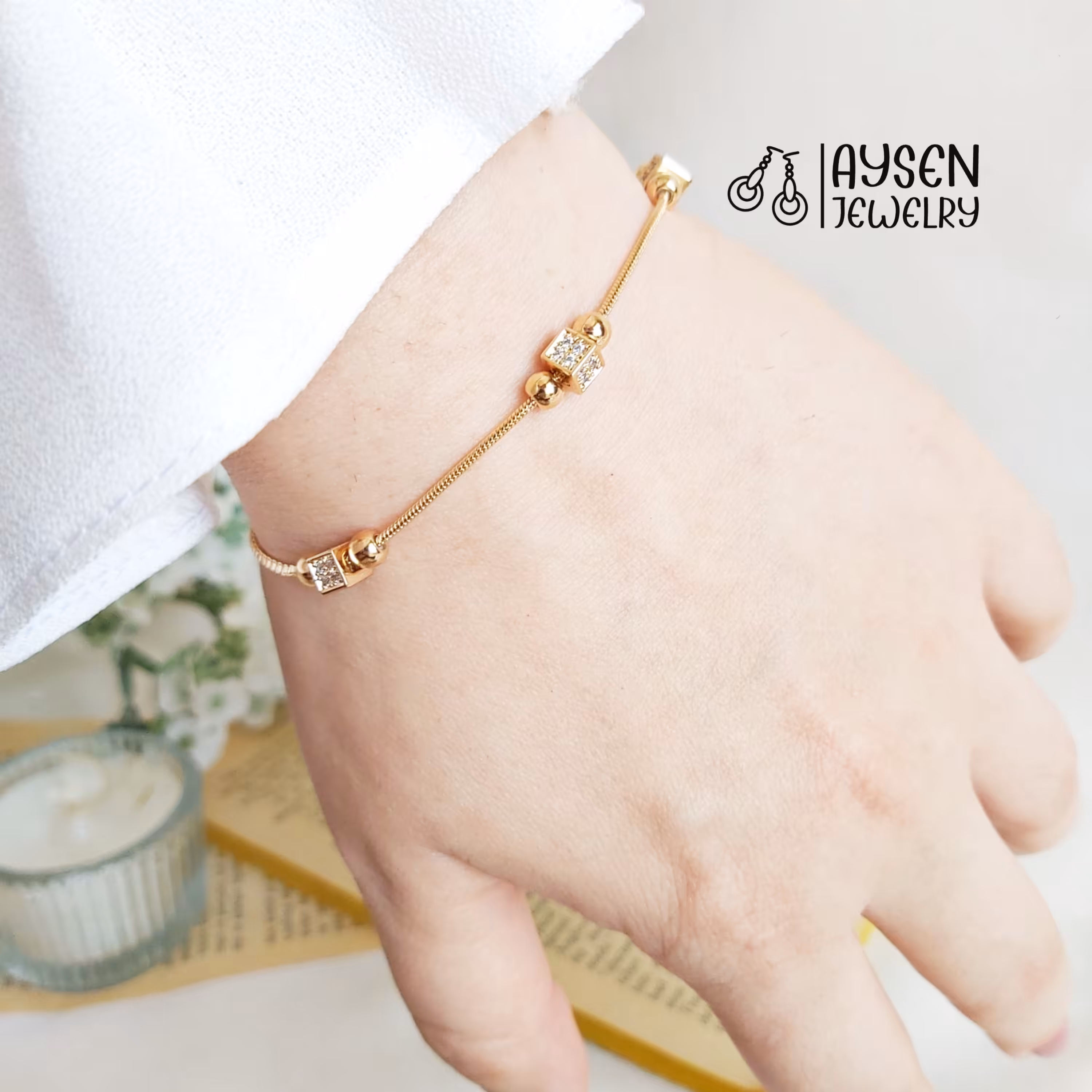 دستبند مکعبی ژوپینگ ، ظریف و زیبا