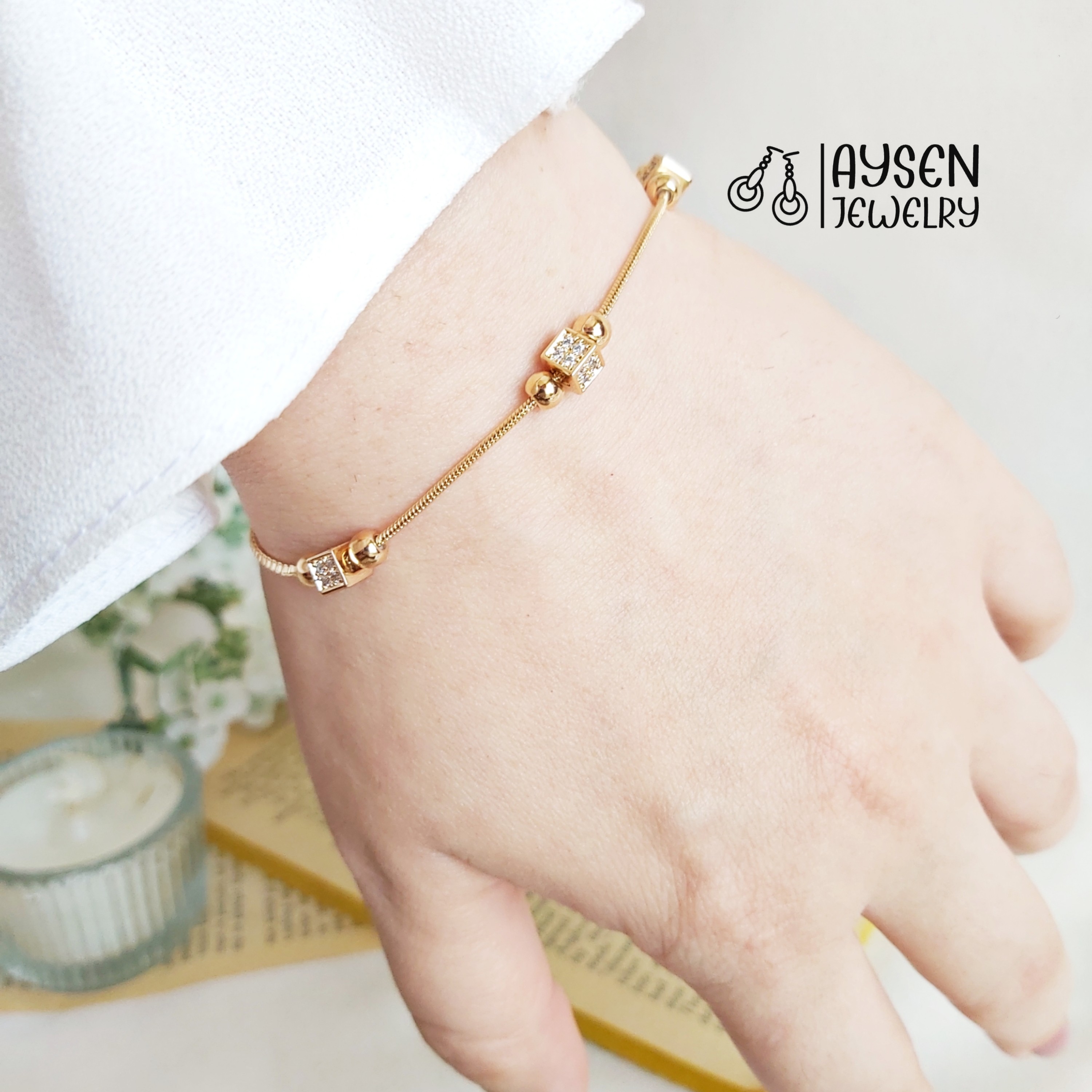 دستبند مکعبی ژوپینگ ، ظریف و زیبا