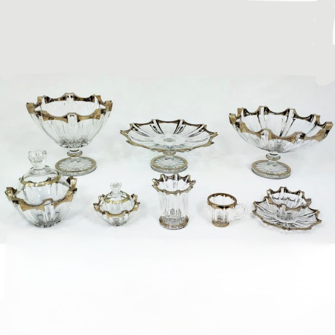 سرویس پذیرایی کریستال 46 پارچه مدل تانگو پلاتین 12 نفره با ارسال رایگان