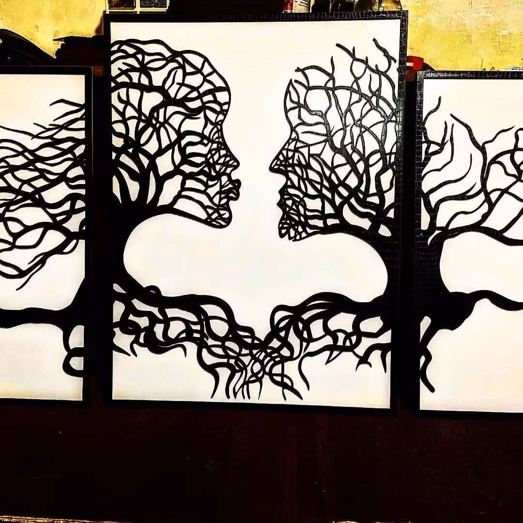 تابلو چوبی درخت عشق سه تیکه