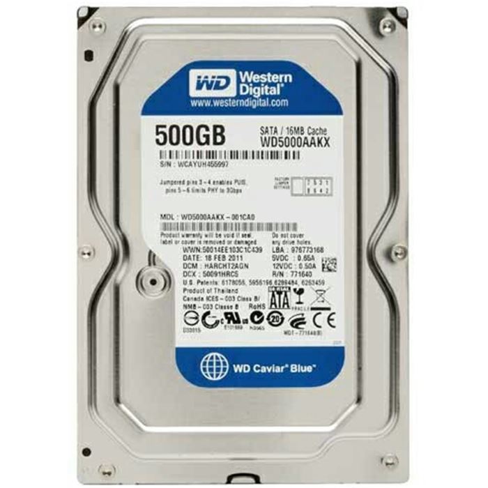 هارد اینترنال استوک وسترن دیجیتال WD5000 Blue با ظرفیت 500 گیگابایت