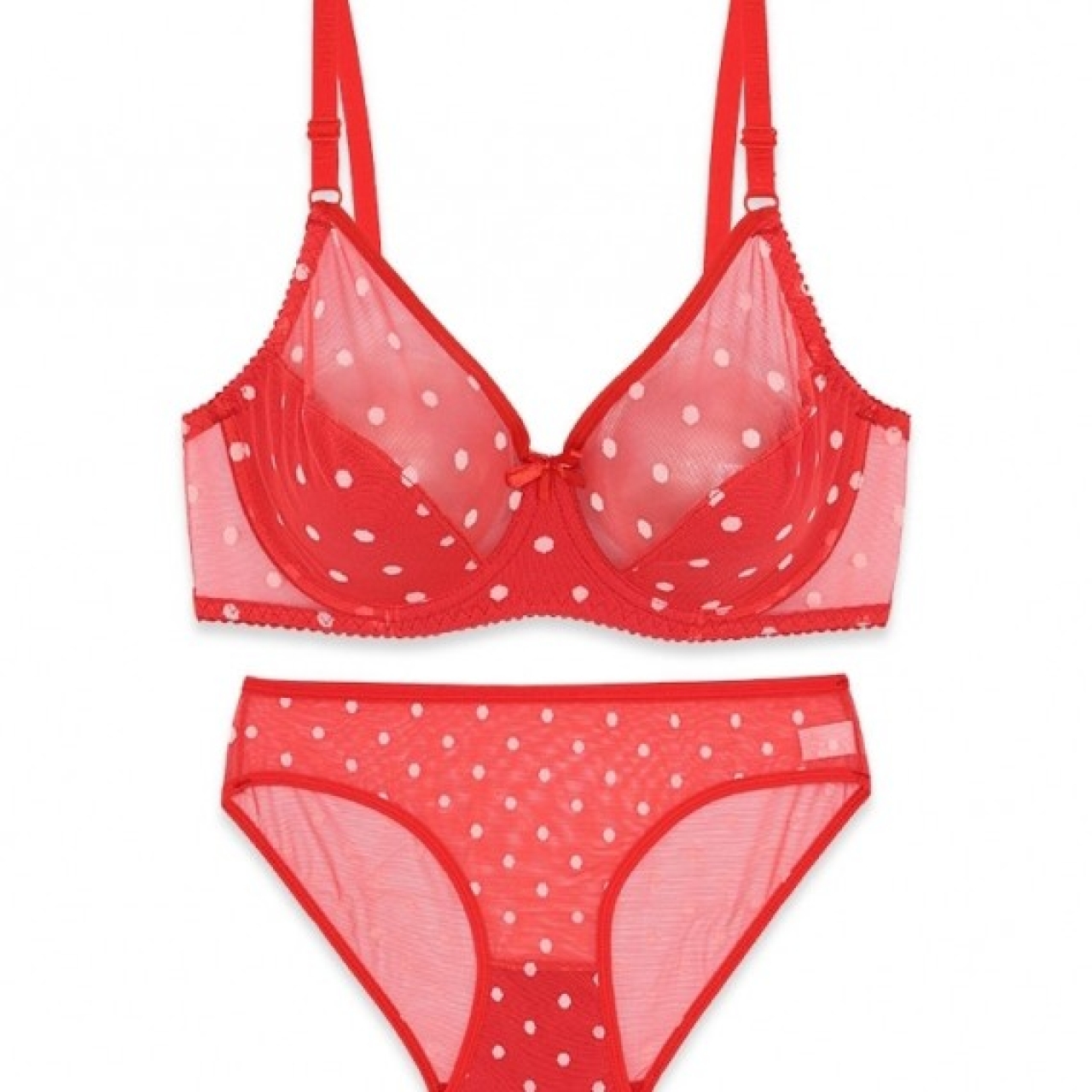 ست سوتین و شورت زنانه مدل خالخالی رنگ قرمز