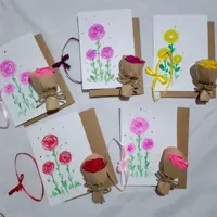 کارت تبریک همراه گل و نقاشی بسته 10 عددی
