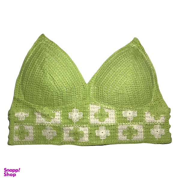 نیم تنه زنانه مدل مکرومه بافت فیری سایز کد 005 رنگ سبز روشن