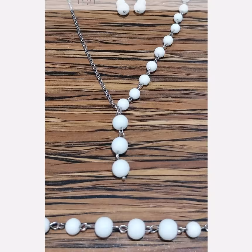 ست دستبند، گردنبند و گوشواره اونیکس سفید (پس کرایه)