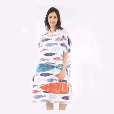 حوله پانچو میکروفایبر طرح ماهی