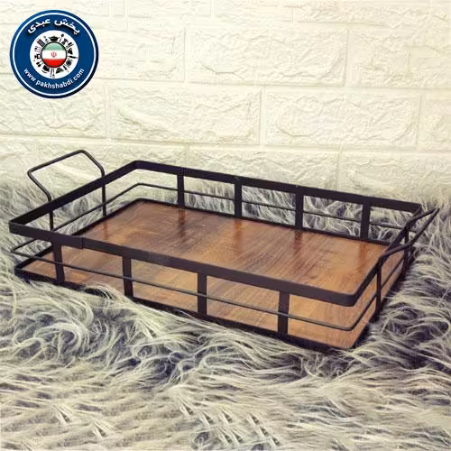 سینی مستطیل تسمه‌ای کف چوبی