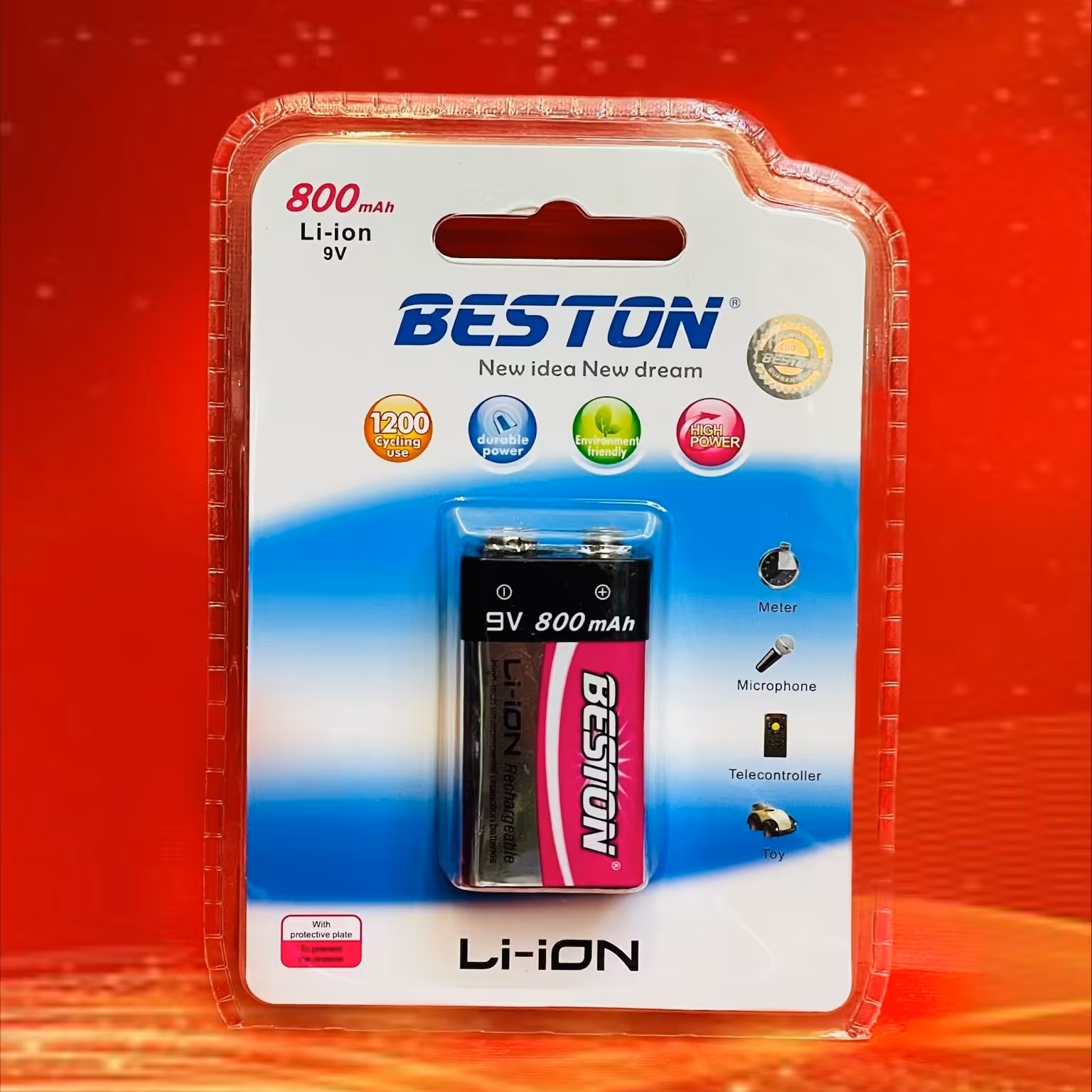 باتری کتابی 9 ولت شارژی لیتیوم یون 800 میلی آمپر بستون BESTON