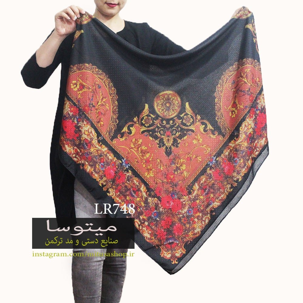 روسری ترکمن تابستانه مشکی