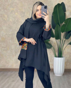مانتو مچ هندی کمرکش خنک کولردار