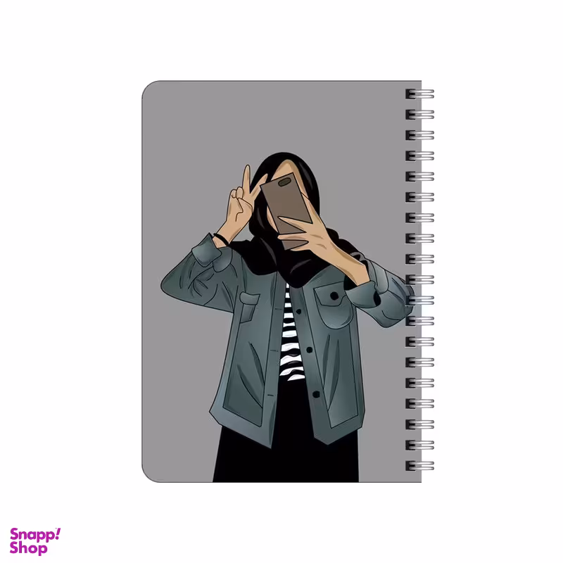 دفترچه یادداشت بامبیلیپ مدل چوبی طرح سلفی با حجاب کد 1509045