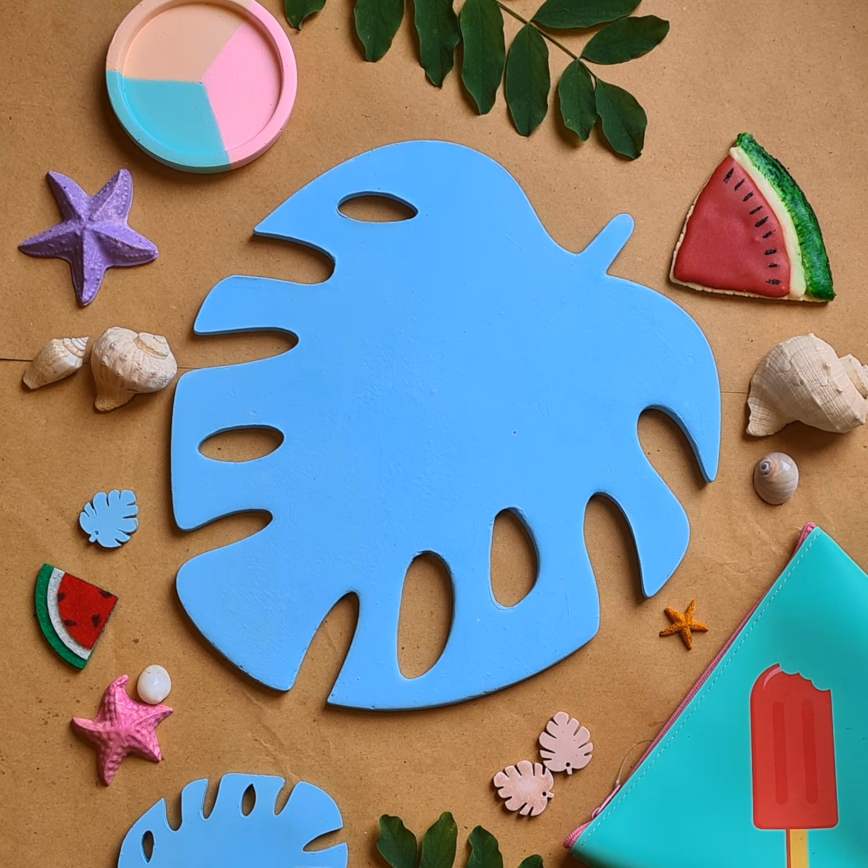 زیر بشقابی و سینی سرو مدل برگ انجیری