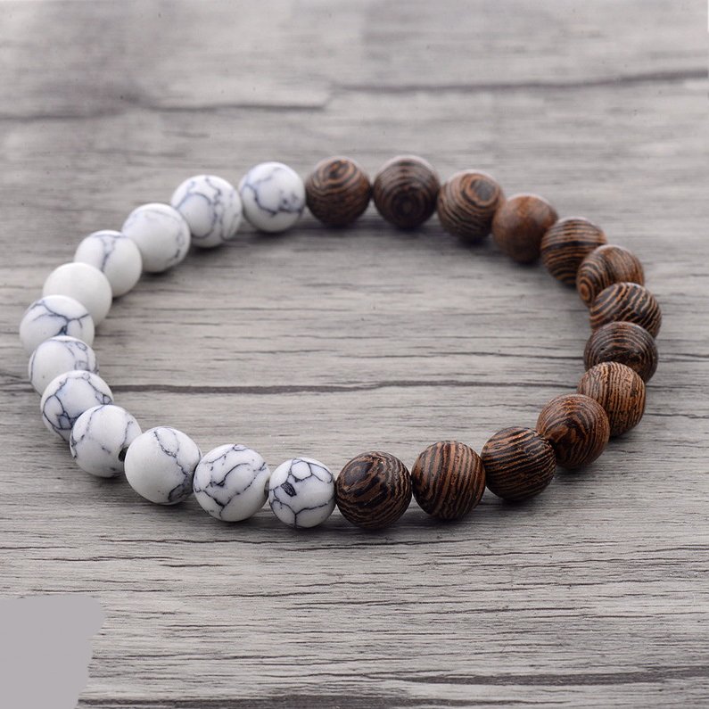 دستبند چوبی و مرواریدی و سنگی 