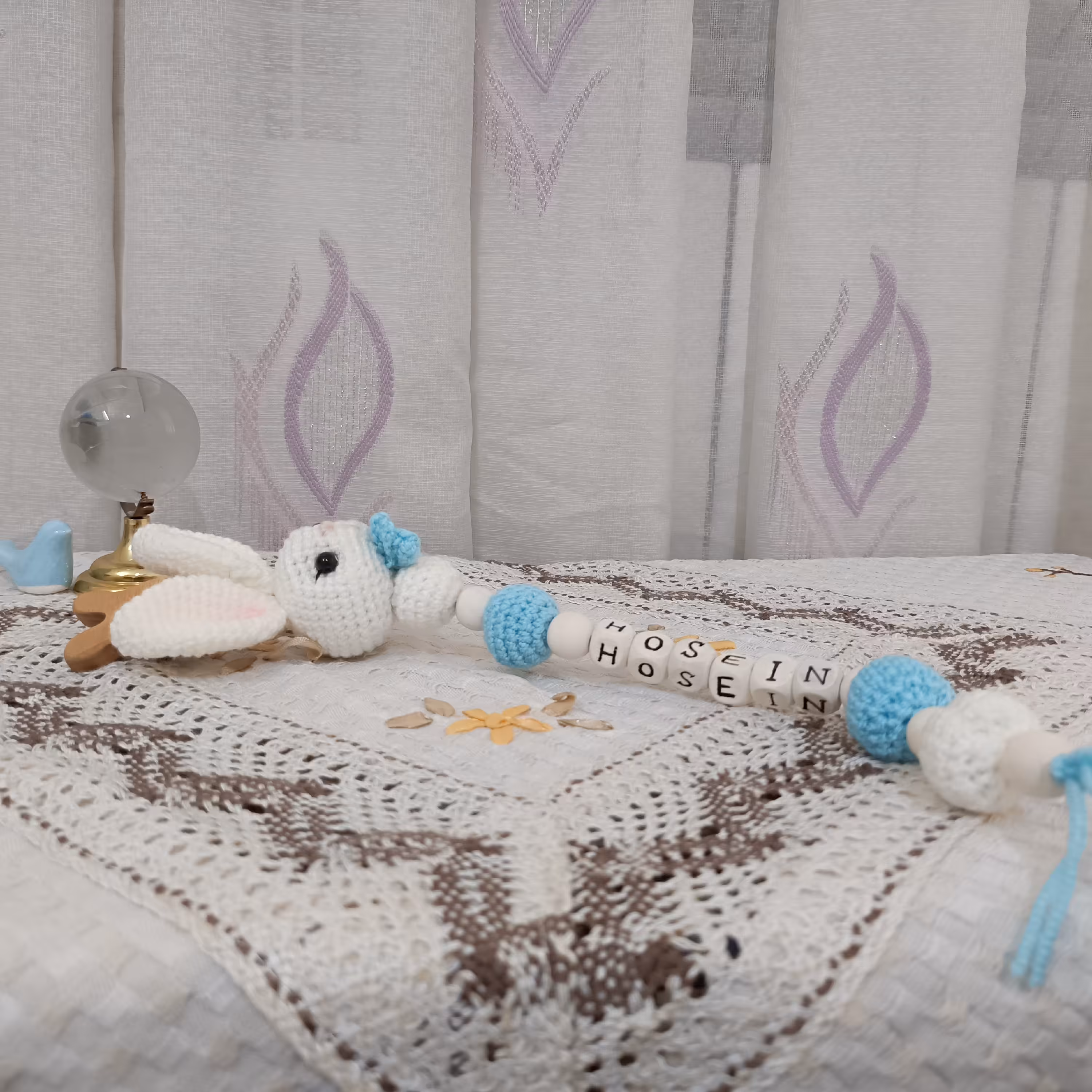 بند پستونک بافتنی نوزادی مدل خرگوش ملوس