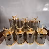 سرویس 7 پارچه پاسماوری mesina  طلایی شیشه ابگز با ابکاری فورتیک


