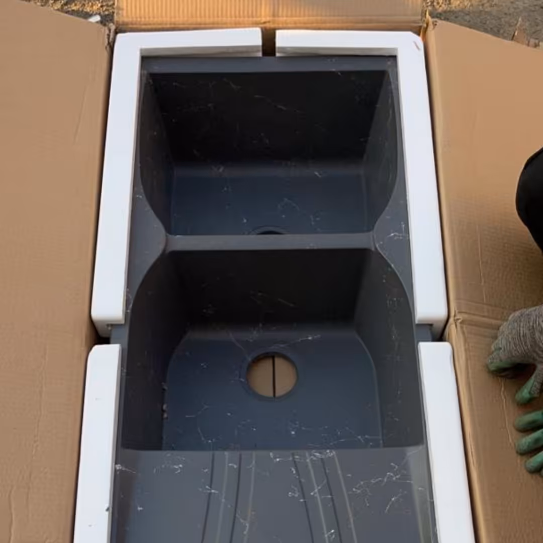 سینک گرانیتی چهارخط رنگ مشکی رگه دار پس کرایه