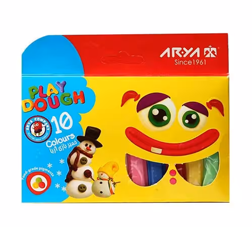 خمیر بازی 10 رنگ آریا جعبه مقوایی کد 1048