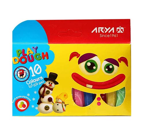 خمیر بازی 10 رنگ آریا جعبه مقوایی کد 1048