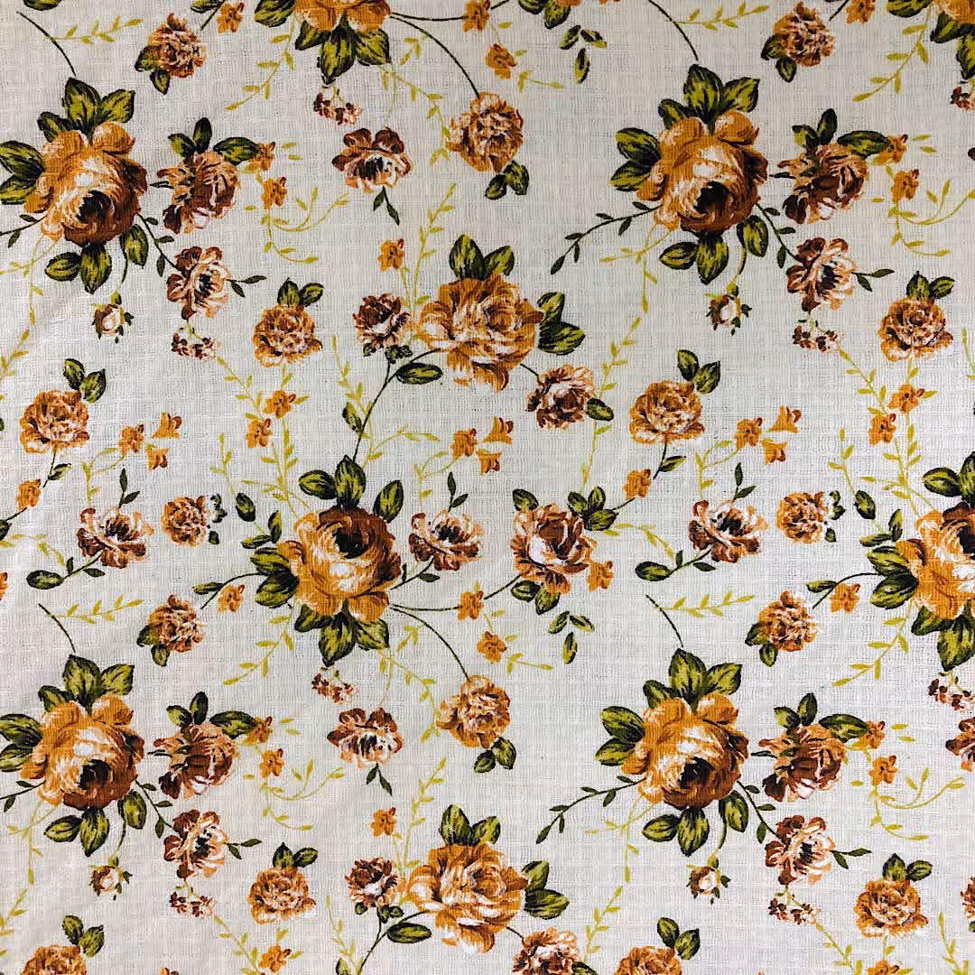 پارچه نسوز آشپزخانه ای گلدار دو رنگ صورتی و خردلی عرض 1.5 متر (توضیحات مطالعه شود)