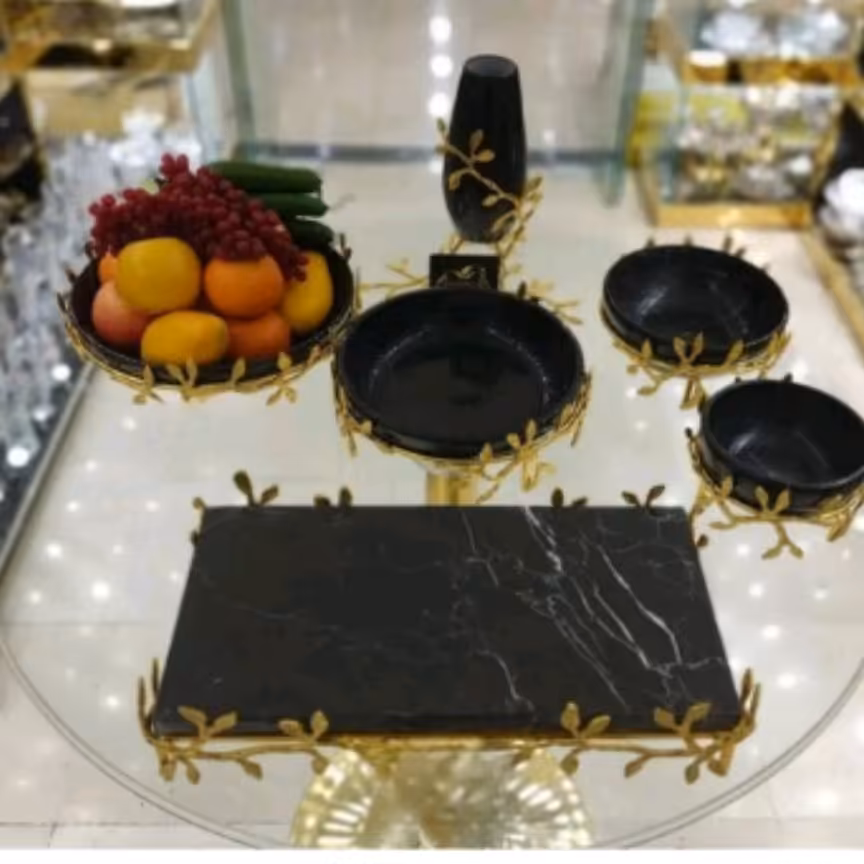 ظروف سنگی ست کامل برگ برنجی