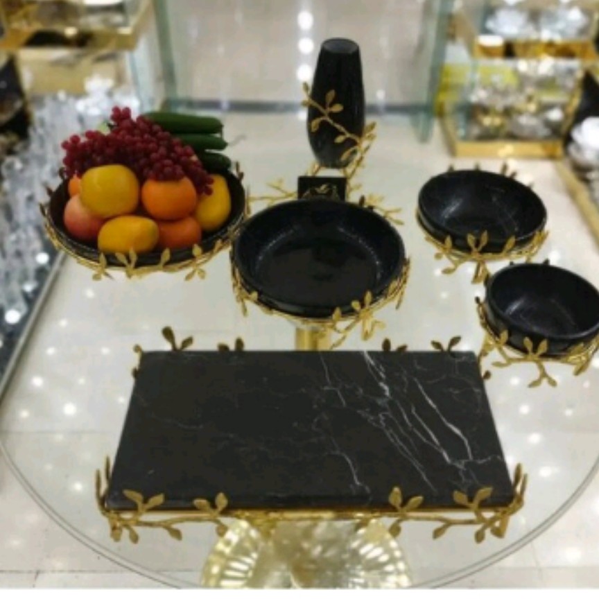 ظروف سنگی ست کامل برگ برنجی