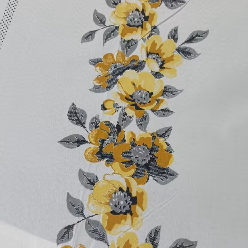 پرده پارچه ای طرح گل زرد بهار عرض 3 متر