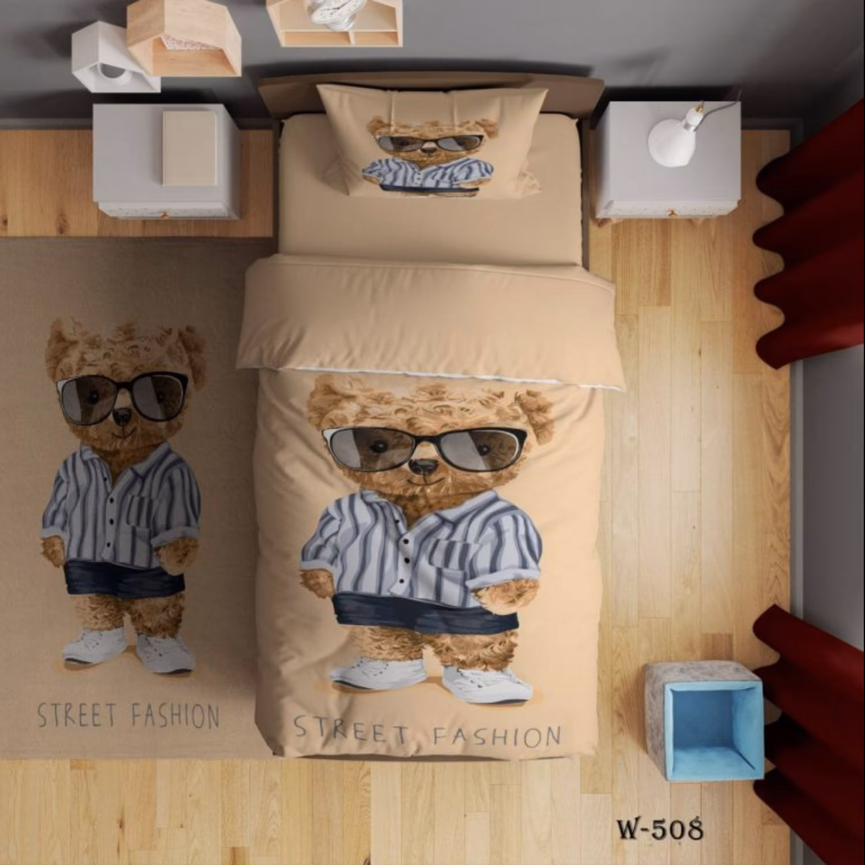 روتختی یک نفره سه بعدی کودکان و نوجوانان میکروتترون مدل خرس فشن