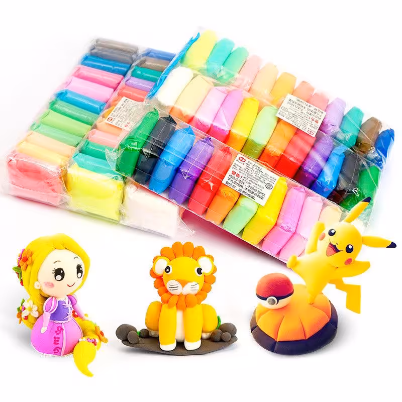 خمیر مجسمه سازی خمیر کلی خمیر هوا خشک خمیر بازی سبک بزرگ مدل خمیر کلی درجه یک 12 رنگ  خمیر کلر