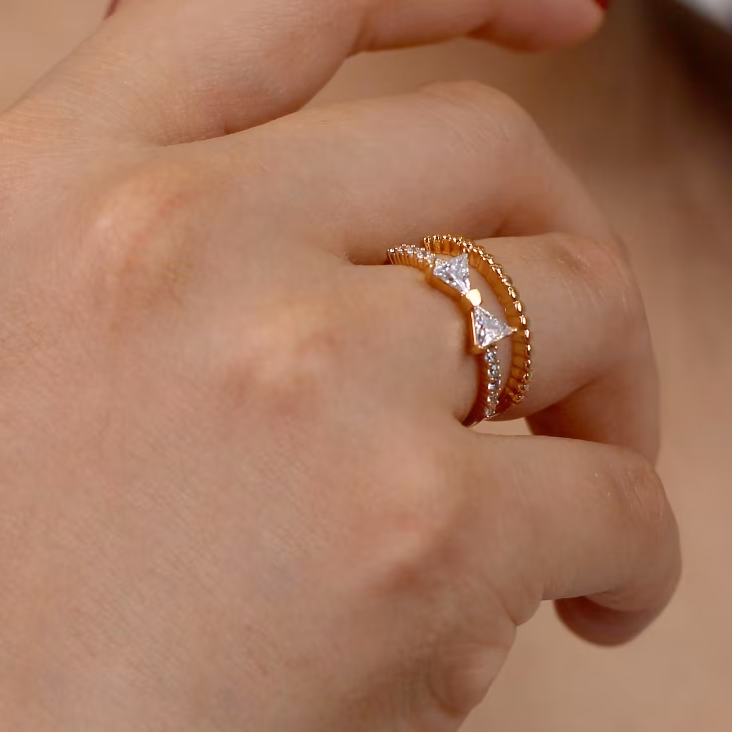 انگشتر ژوپینگ مدل پاپیون رنگ ثابت ضد حساسیت کد AAE-169