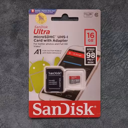 رم 16 گیگ sandisk با سرعت 98 مگابایت بر ثانیه کیفیت عالی