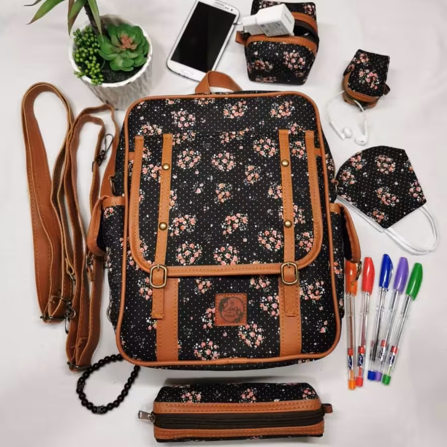 کوله پشتی طرح گل بوته