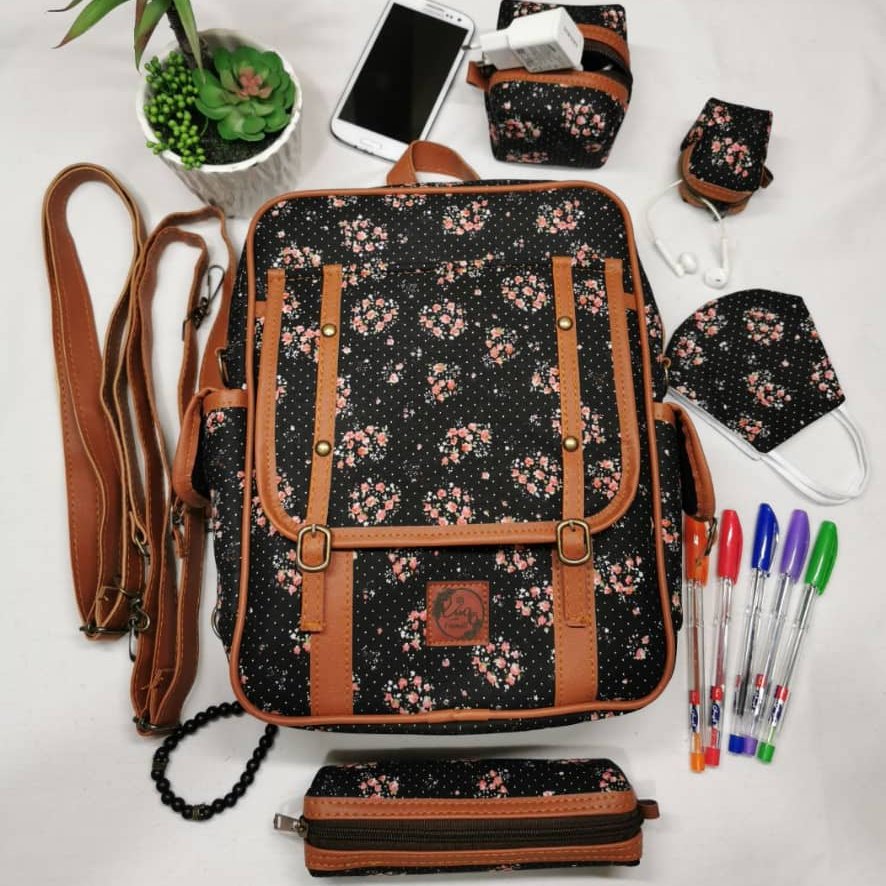 کوله پشتی طرح گل بوته