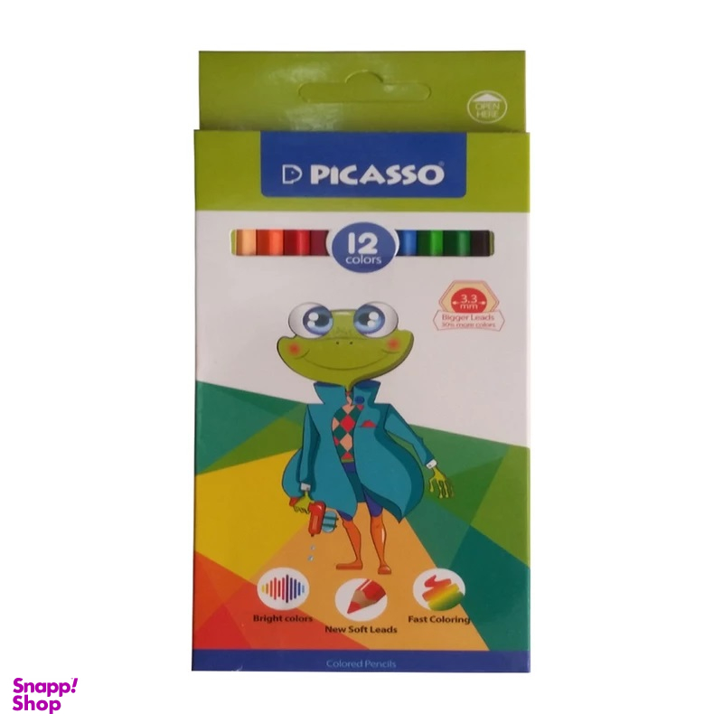 مداد رنگی پیکاسو طرح قورباغه بسته ۱۲ عددی