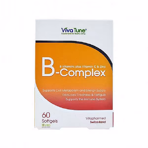 قیمت خرید اینترنتی سافت ژل ب کمپلکس و زینک   ویتامینC ویواتیون 60 عددفارموکسین