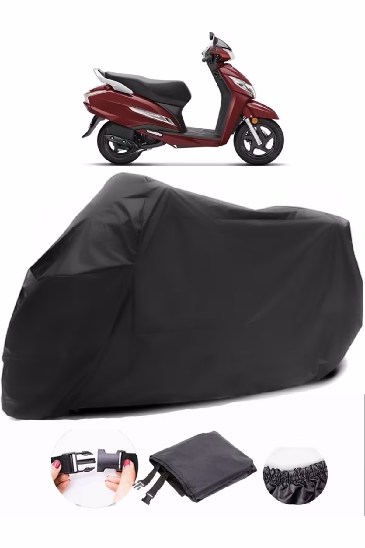 چادر موتورسیکلت مشکی HONDA ACTAVA 125 موتور سیکلت سیاه TWANDA پارچه بادوام ضد آب AutoZEL