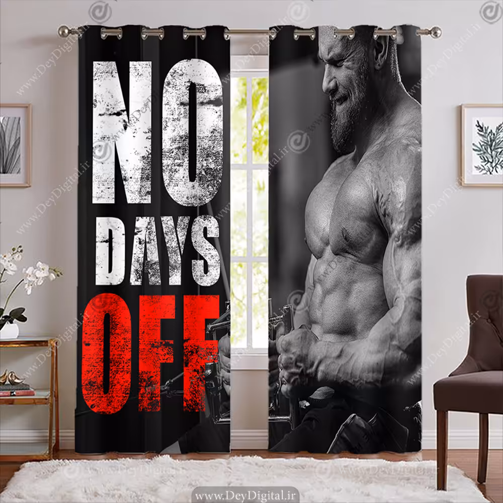 پرده پانچی طرح باشگاه بدنسازی با عنوان بدون روز تعطیل BA-7615-s