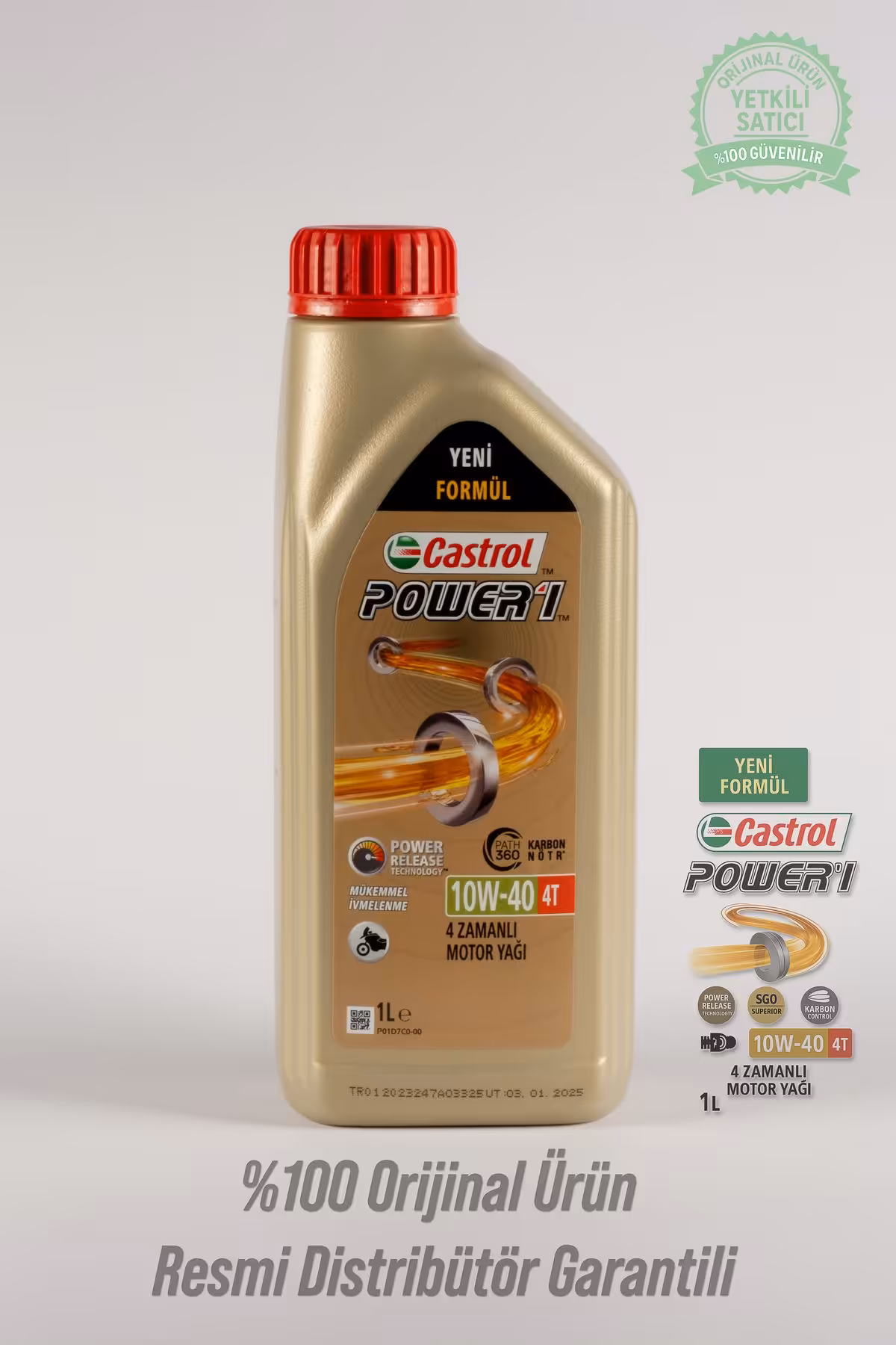 روغن و مکمل موتور POWER1 10W 40 4T 1L سیکلت Castrol