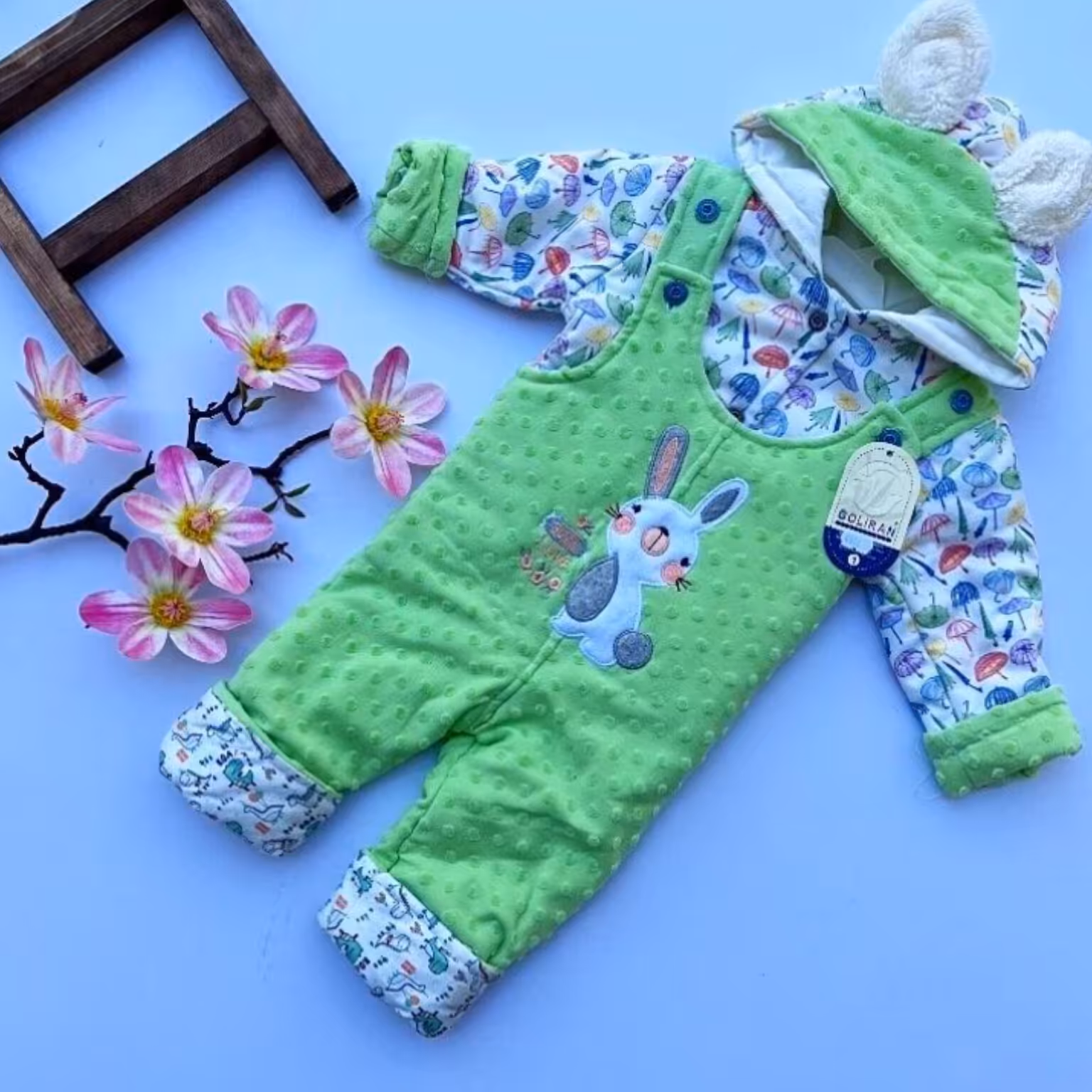 کاپشن سرهمی دوتیکه خرگوش بچگانه، تک رنگ، داخل پشم شیشه،بسیار گرم و مناسب سیبری