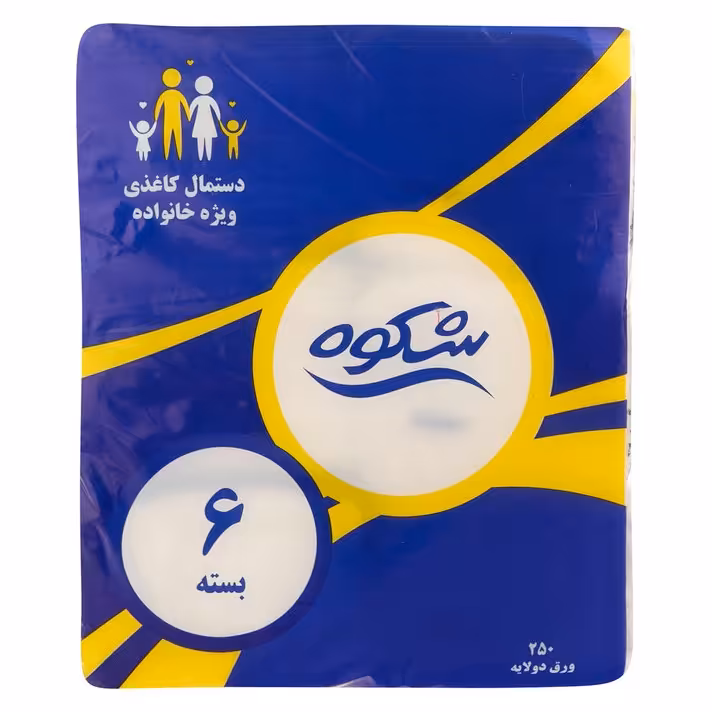 دستمال کاغذی 250 برگ شکوه مدل سافت بسته 6 عددی