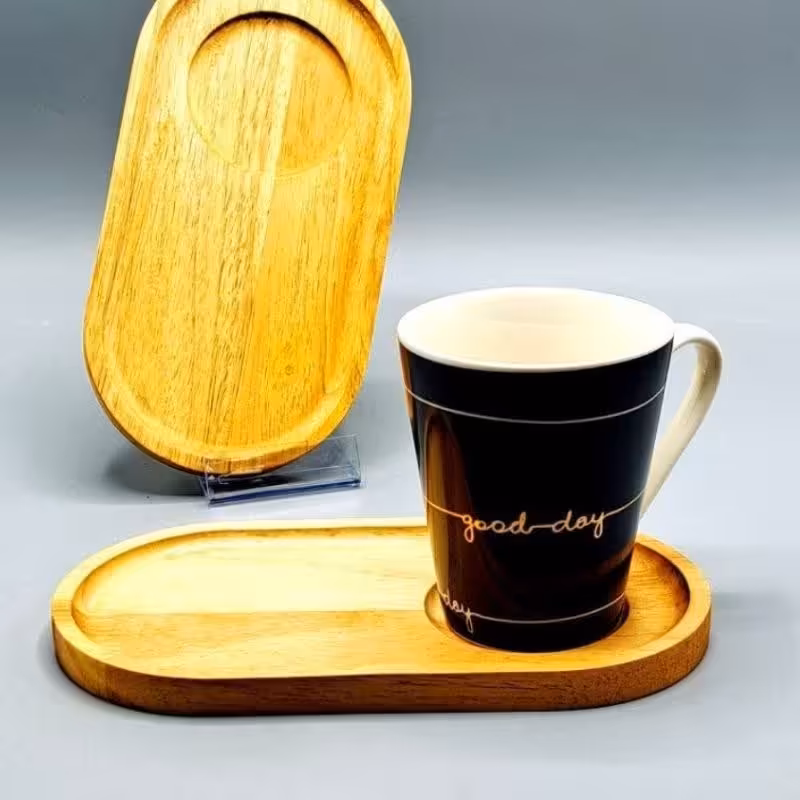 زیر لیوانی و سرو بیضی چوبی