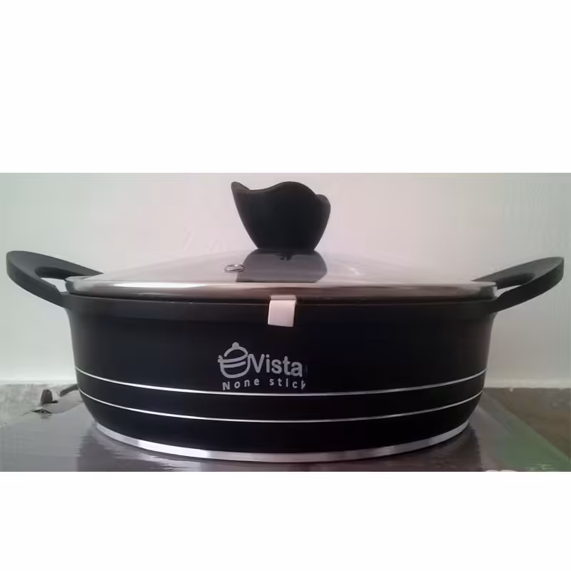 تابه 32 دو دسته در پیرکس چدن گرانیت ویستا - رنگ مشکی 