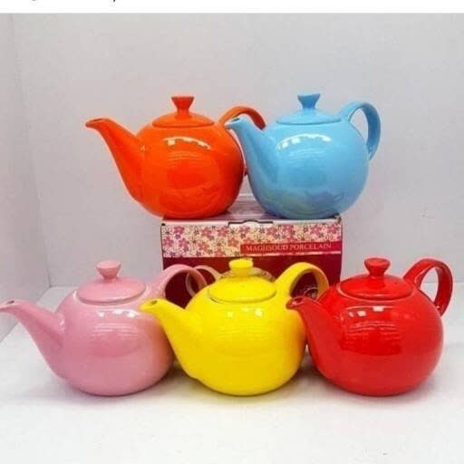 قوری تک رنگ به رنگ قرمز دارای کارتن بسته بندی کادویی