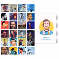   دفتر مشق باژیکان طرح فوتبالی مسی کد 20214344 به همراه فتوکارت مجموعه 24 عددی