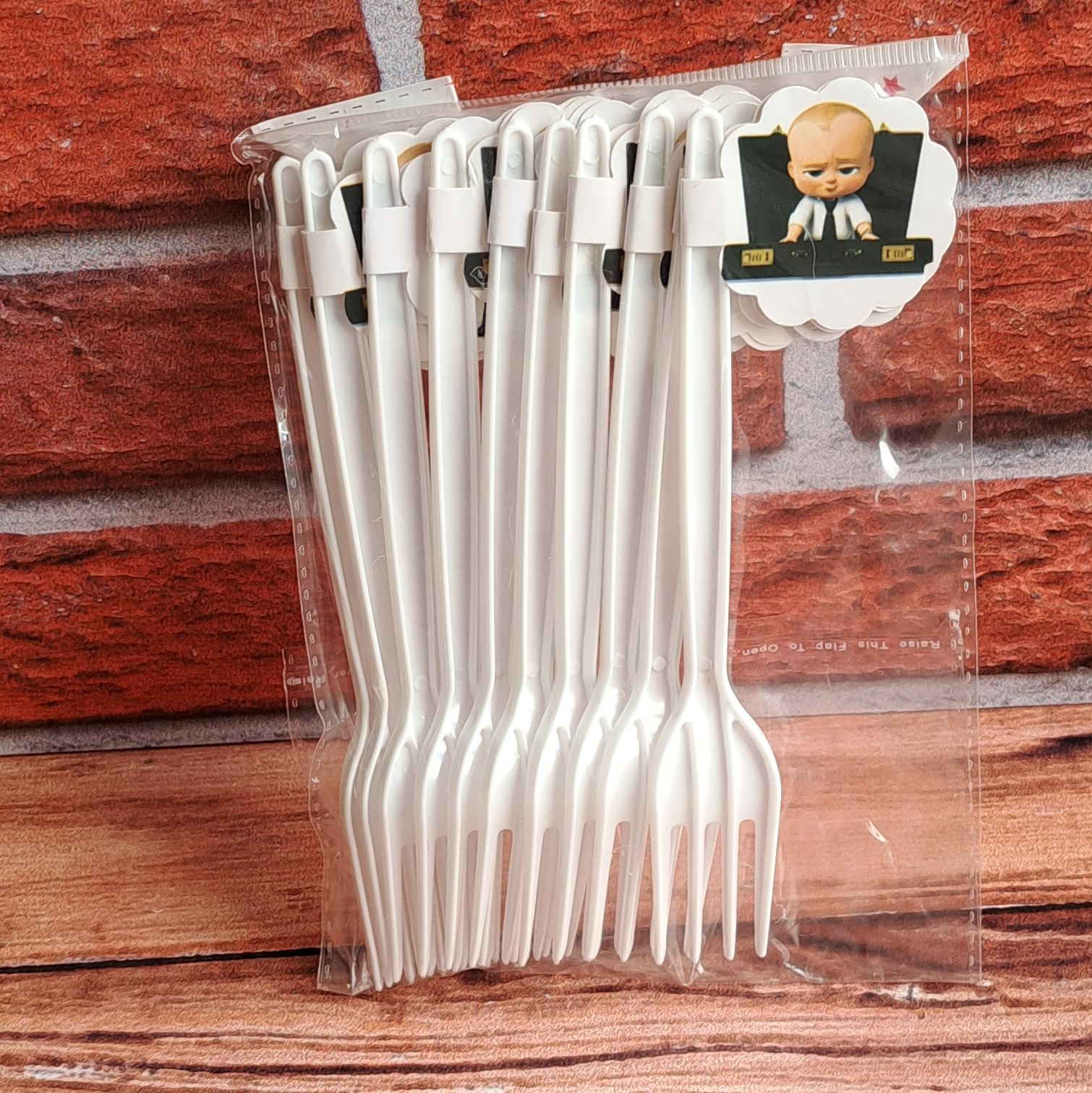 چنگال یکبار مصرف تم تولد بچه رئیس 10 عددی