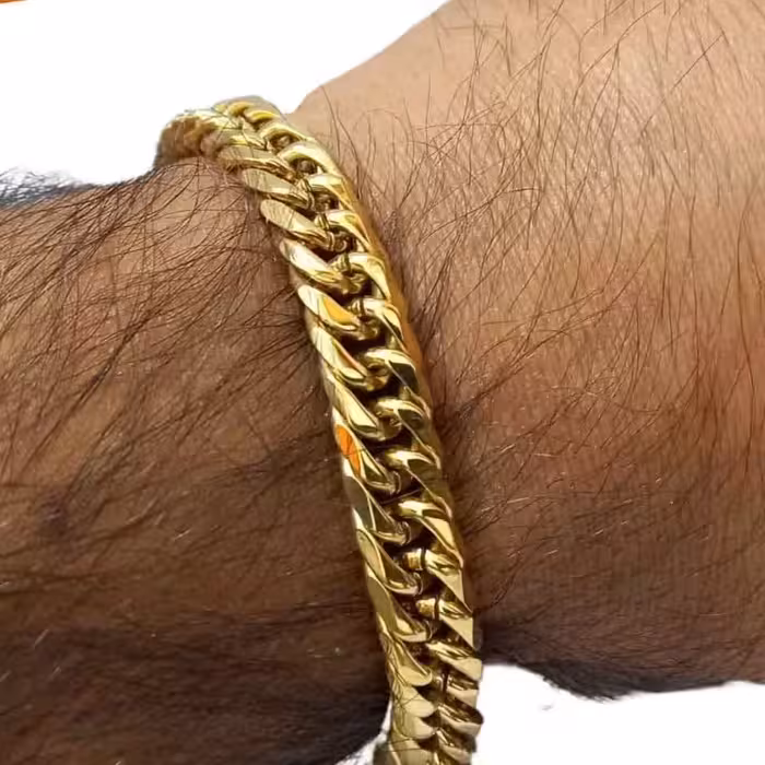 کارتیر دوبل طلایی مردانه استیل درجه یک ضد وحساسیت رنگ ثابت سایز 22 ارسال رایگان 