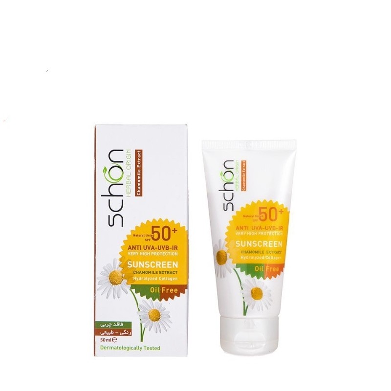 کرم محافظ آفتاب SPF 50 فاقد چربی شون رنگ طبیعی مناسب پوست های چرب