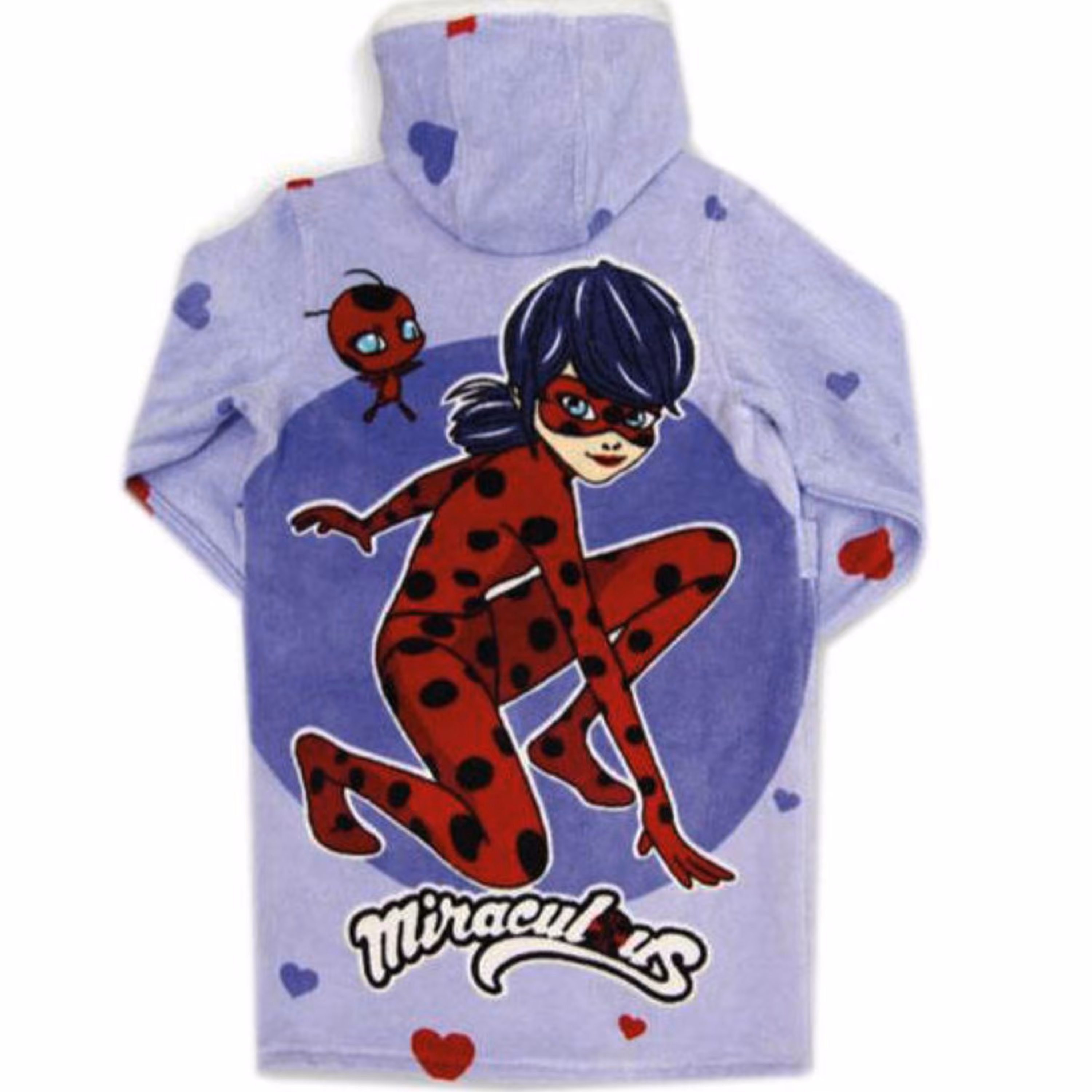 حوله تنپوش کودک پودایران طرح دختر کفشدوزکی بنفش سایز 100 (100درصد پنبه)ضد باکتری